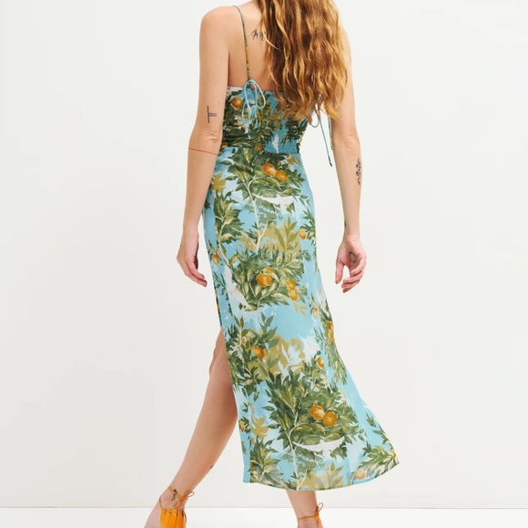NWOT Reformation Kourtney Midi Dress in Villa Livia - Picture 3 of 7